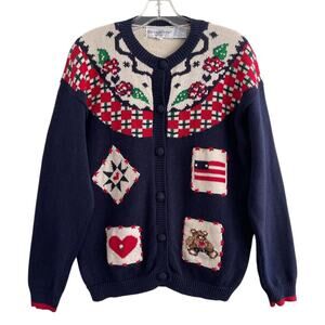 The Eagle's Eye L Americana Cardigan Sweater 90s Vintage Patriotic 4th of July
